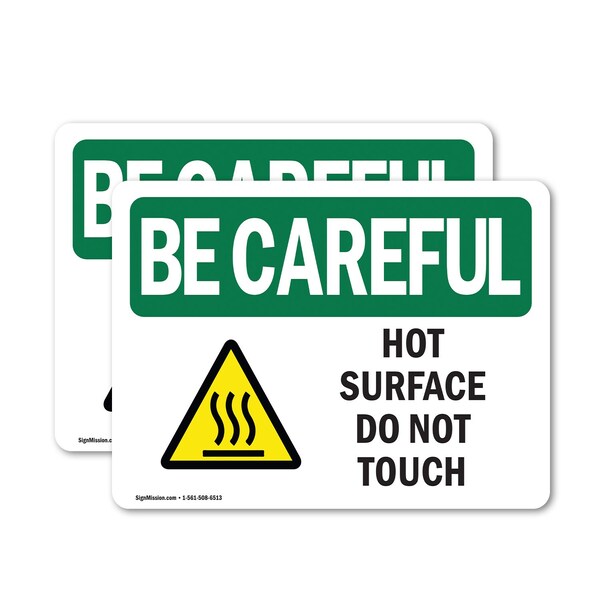 Signmission Hot Surface Sign, 7 in H x 10 in W, Vinyl Decal, Hot Surface Do Not Touch OS-2PACK-BC-D-710-L-10030 - main